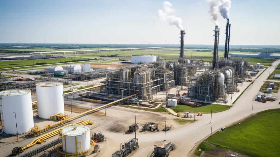 An aerial view of a Noble Holding Corporation plc drilling facility in Sugar Land,Texas.