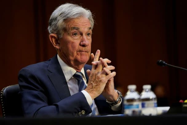 PHOTO: Federal Reserve Chair Jerome Powell reacts as he testifies before a Senate Banking, Housing, and Urban Affairs Committee hearing on Capitol Hill in Washington, D.C., June 22, 2022. (Elizabeth Frantz/Reuters, FILE)