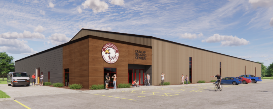 Dunlap High School is discussing the construction of an $8.5 million athletic training center. The 42,000-square-foot building is planned near the high school.