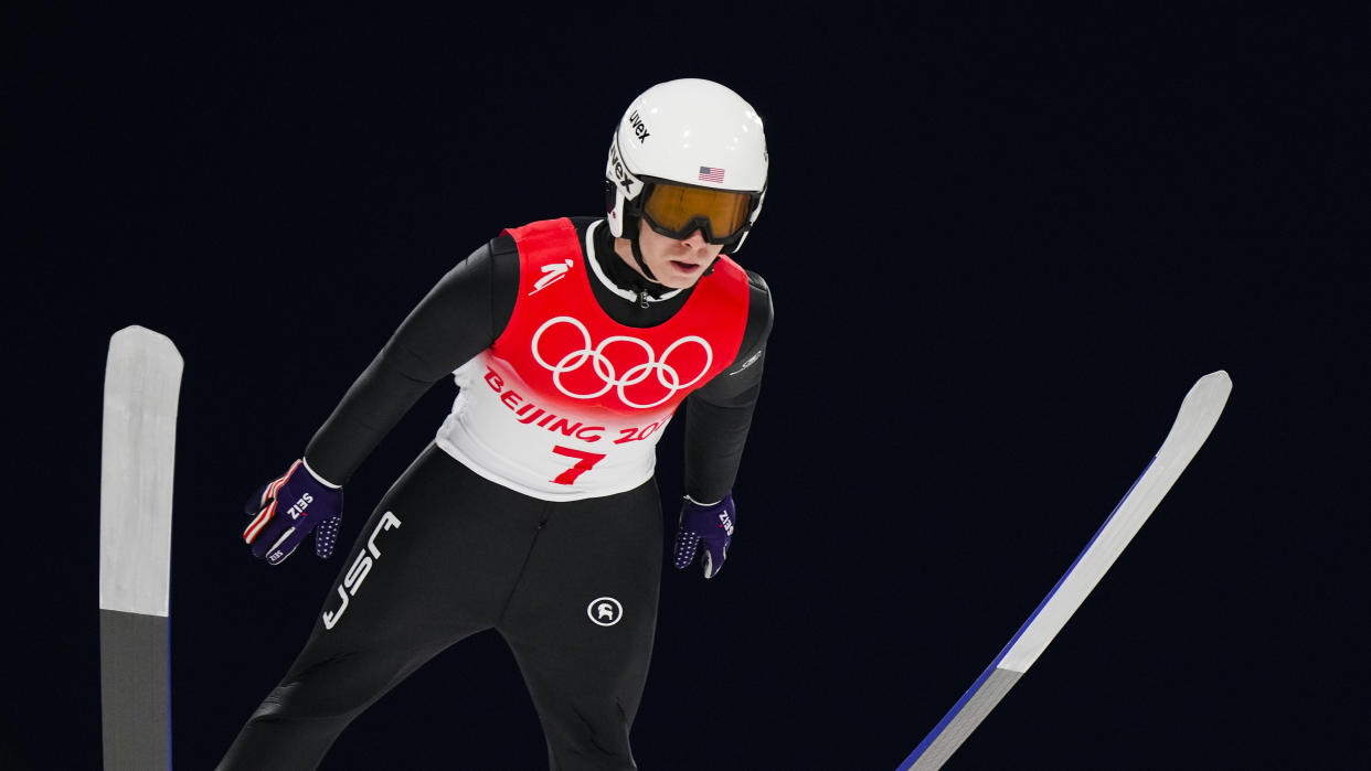 Patrick Gasienica, seen here competing at the Beijing Olympics, died on Monday in a motorcycle crash. (AP Photo/Andrew Medichini)