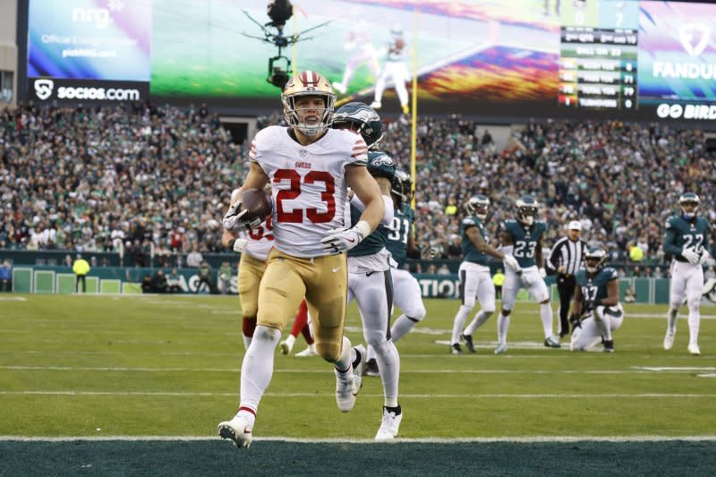 San Francisco 49ers running back Christian McCaffrey was my No. 2 play for Week 3, but was removed from my rankings after Thursday's game. File Photo by John Angelillo/UPI