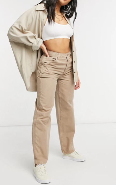 ASOS DESIGN slouchy chino pant in stone, $60. Photo: ASOS.