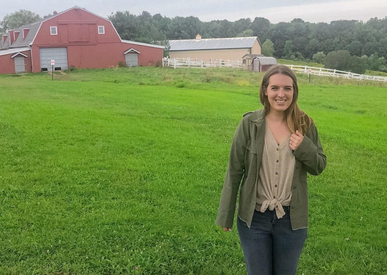 Author Carly Neil on farm in Connecticut