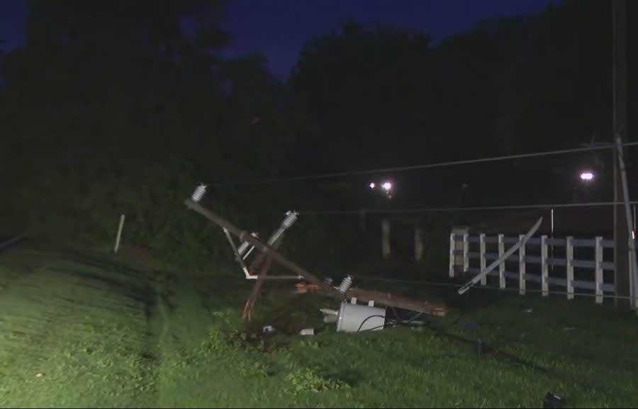 Damaged power pole in Edmond.