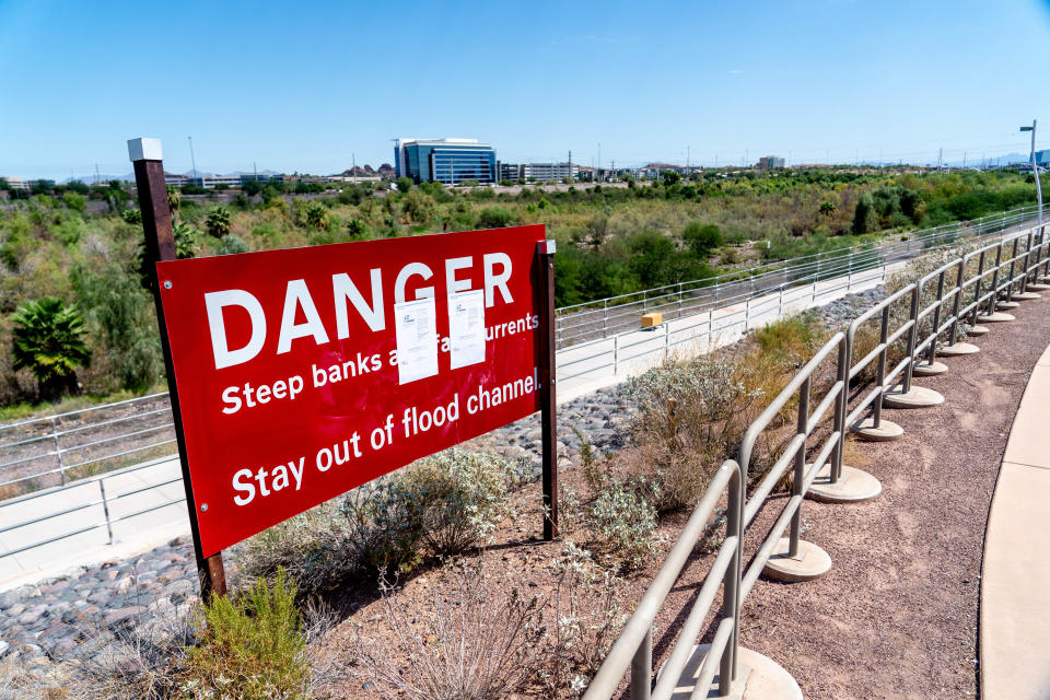 A view of the Rio Salado riverbed in Tempe on Aug. 31, 2022. Tempe gave notice for people living in the river bottom to vacate by Aug. 31.