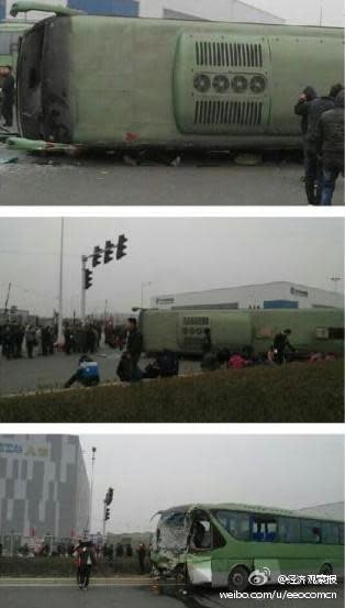Foxconn Zhengzhou fatal bus crash, January 17th 2013