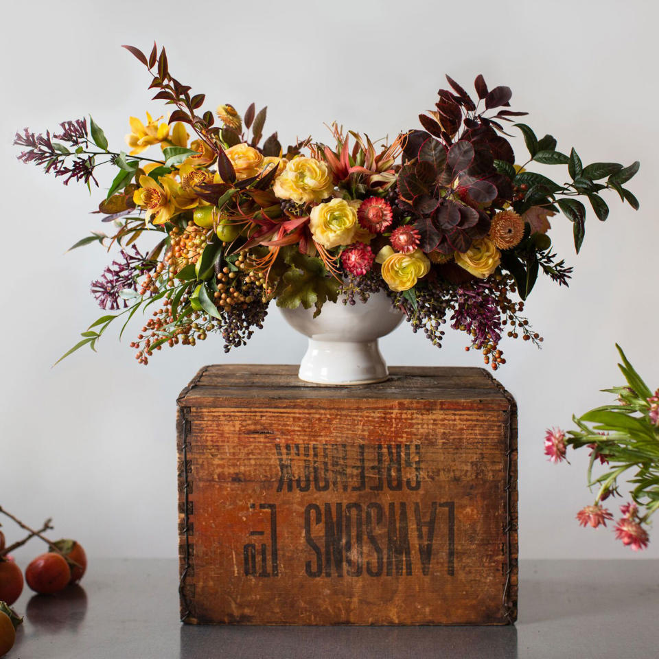 <p>Bring on the jewel tones for a rich fall centerpiece</p>