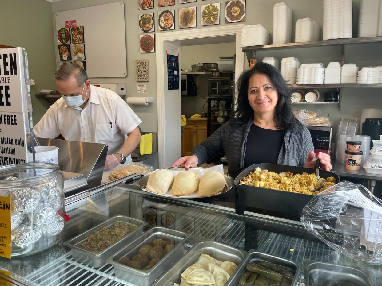 Susie and Tony Ansara prepare food Thursday, April 6, 2023, at Soup and Scoop Mediterranean Cafe in Green Oak Township.