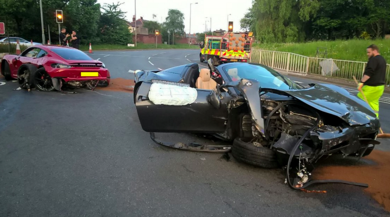 <em>Supercars worth £300,000 were involved in a devastating road smash (SWNS)</em>