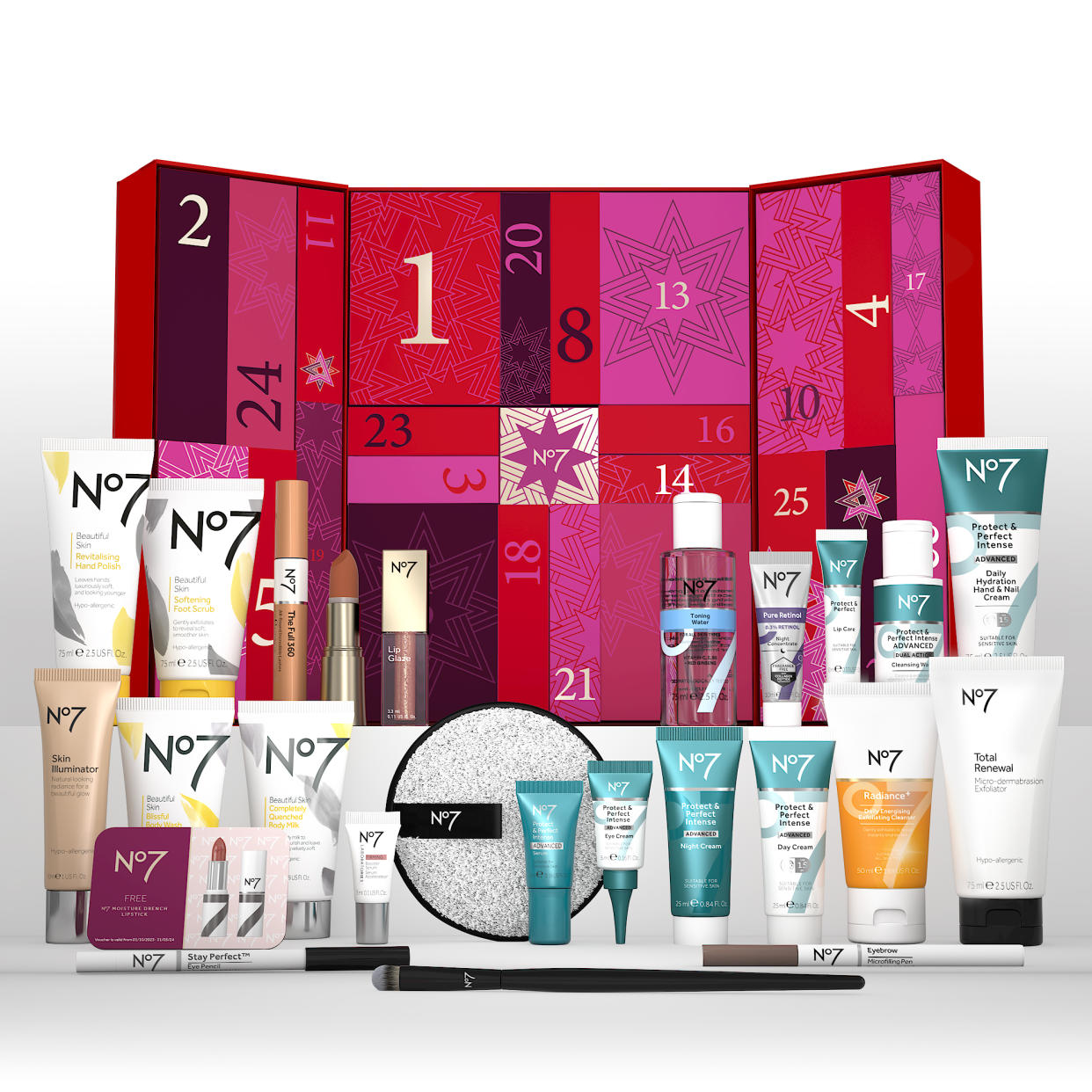 Expect to find 25 products, 14 of which are full-size. (No7 / Boots)
