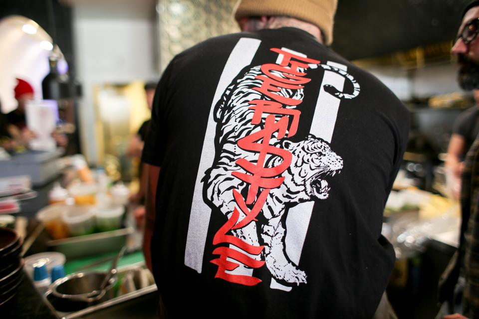 Chef Caleb Stangroom wears a branded shirt before a Jan. 31 Tiger Style pop-up at GHST in Oklahoma City.