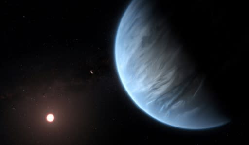 A handout artist's impression released by ESA/Hubble shows the K2-18b super-Earth