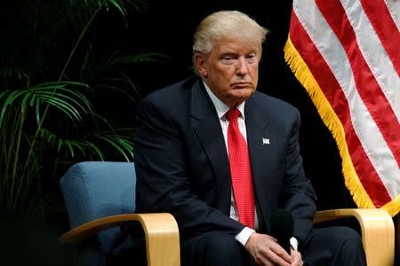 U.S. Republican presidential nominee Donald Trump holds a Hispanic Town Hall meeting with supporters in Miami, Florida, U.S. September 27, 2016. REUTERS/Jonathan Ernst