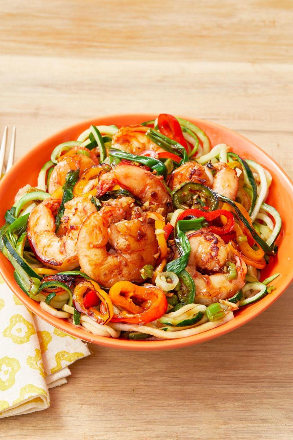 bell pepper recipes spicy shrimp stir fry with zucchini noodles