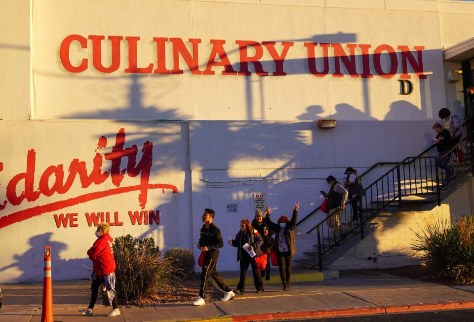 Culinary Union members in Las Vegas head out to round up votes during the 2022 midterm elections. The union is backing U.S. Sen. Catherine Cortez Masto, a Democrat, in her re-election battle against Republican Adam Laxalt.
