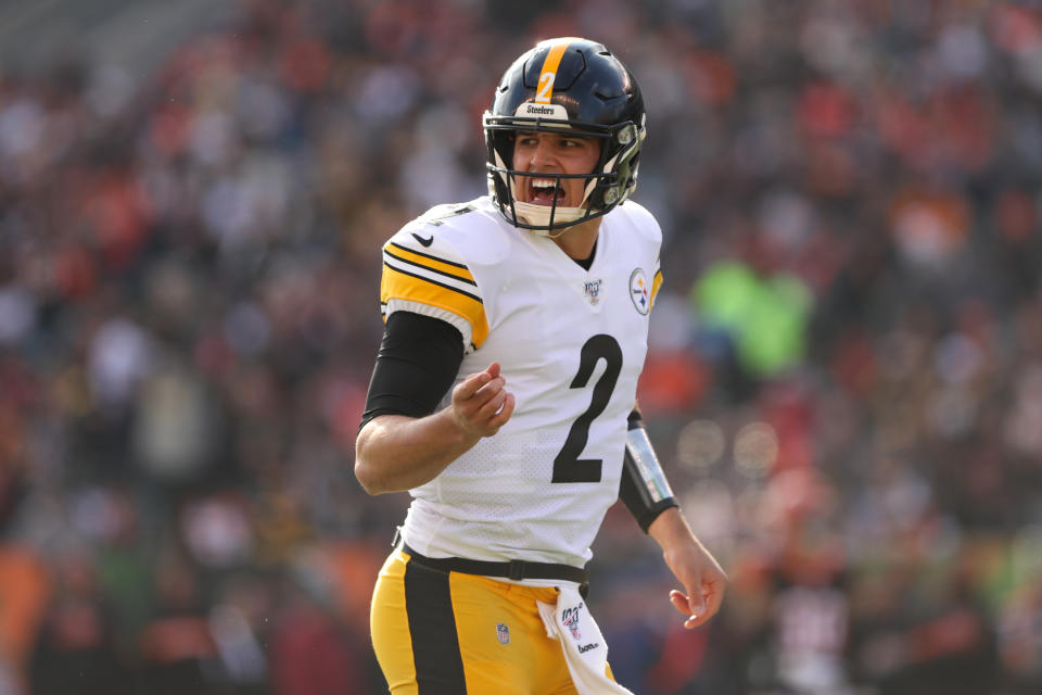 CINCINNATI, OH - NOVEMBER 24: Pittsburgh Steelers quarterback Mason Rudolph (2) reacts during the game against the Pittsburgh Steelers and the Cincinnati Bengals on November 24th 2019, at Paul Brown Stadium in Cincinnati, OH. (Photo by Ian Johnson/Icon Sportswire via Getty Images)