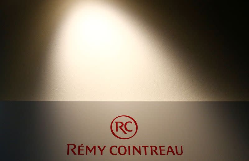 FILE PHOTO: The logo of Remy Cointreau SA is pictured in the Cointreau distillery in Saint-Barthelemy-d'Anjou near Angers