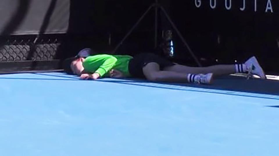 The ball girl collapsed on court at the Australian Open on Tuesday morning. Image: Eurosport