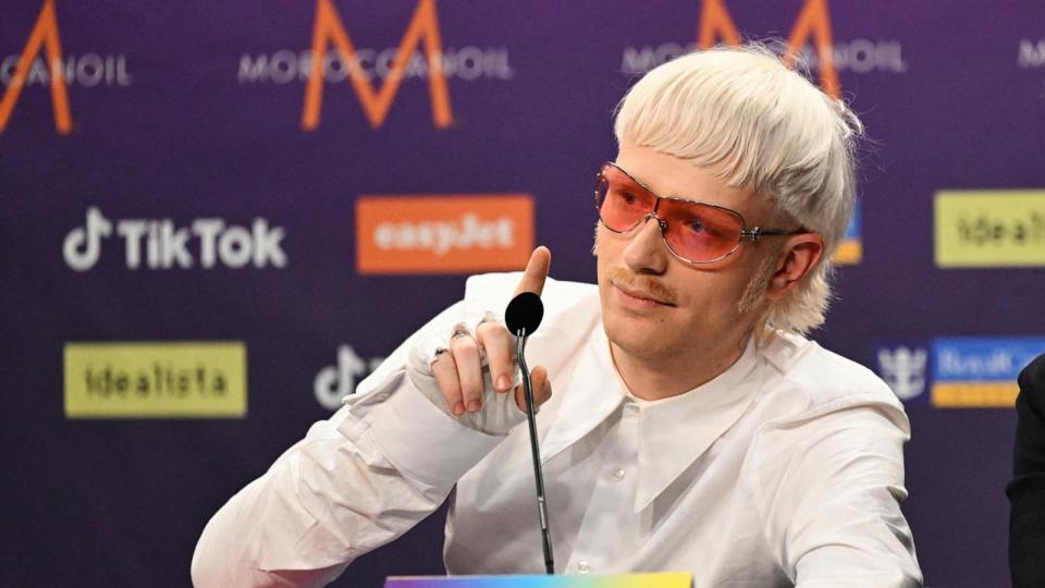 PHOTO: Singer Joost Klein representing Netherlands with the song 'Europe' attends a press conference prior to the final after the second semi-final of the 68th edition of the Eurovision Song Contest (ESC), at the Malmo Arena, in Malmo, on May 9, 2024.  (Jessica Gow/TT News Agenty via AFP via Getty Images)