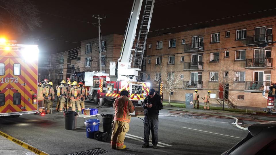 The three-alarm fire happened at an apartment building on Chemin de la Côte-Saint-Luc in Hampstead, Que., an on-island suburb of the city of Montreal.