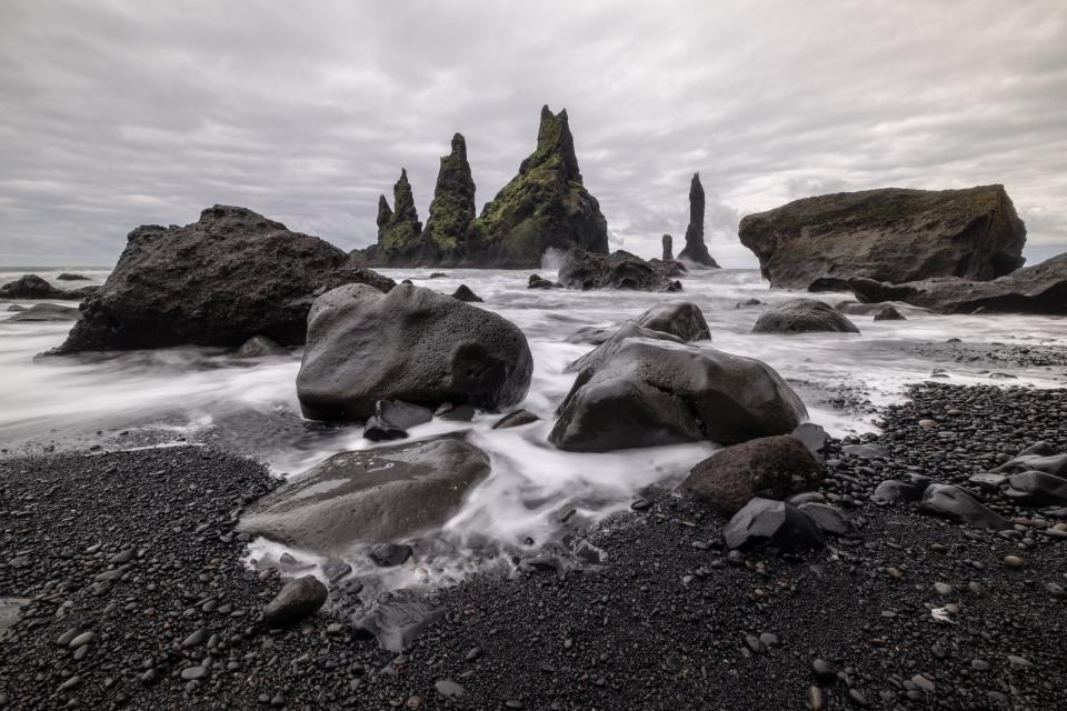 A black sand beach in Iceland