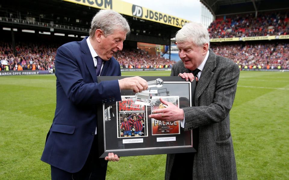 John Motson receives an award from Roy Hodgson - John Motson, the voice of BBC football commentary, dies aged 77 - Reuters/Matthew Childs