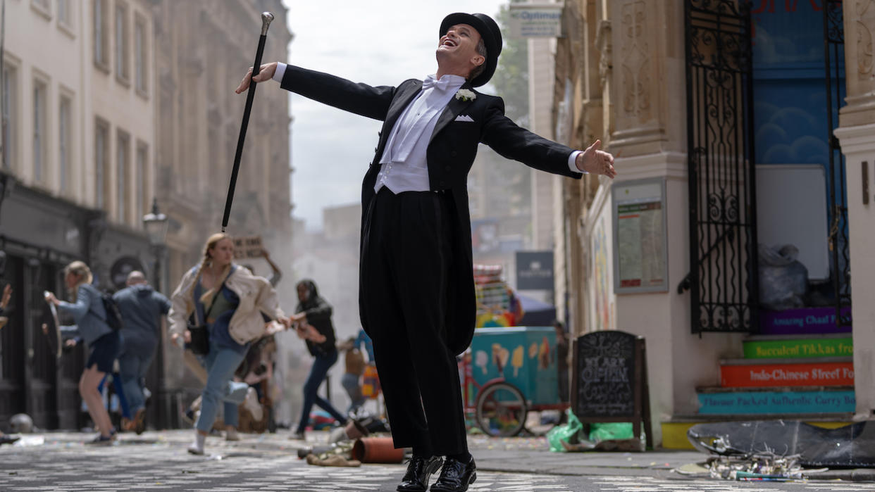  Neil Patrick Harris wearing a tuxedo as The Toymaker in Doctor Who. 