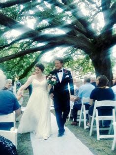 Cynthia Spencer and her husband got married underneath McCauley Park's live oak in 2018.