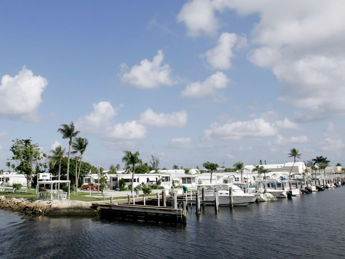 A view of Briny Breezes trailer park is shown from the Intracoastal Waterway in Briny Breezes, Fla., Monday, Dec. 18, 2006. If residents approve the sale of the community to a developer for more than a half billion dollars, nearly each trailer owner would become an instant millionaire. (AP Photo/Alan Diaz) (AP)