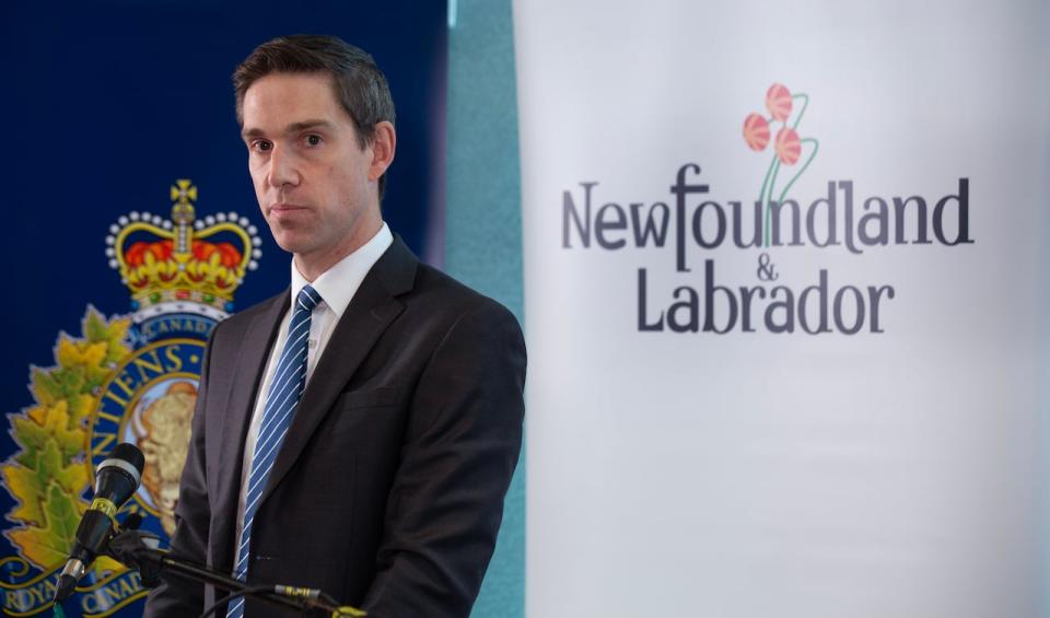 John Hogan, Newfoundland Labrador's minister of justice and public safety, announced a police transformation working group at a press conference at The Rooms in St. John's, Monday, Nov. 20, 2023.