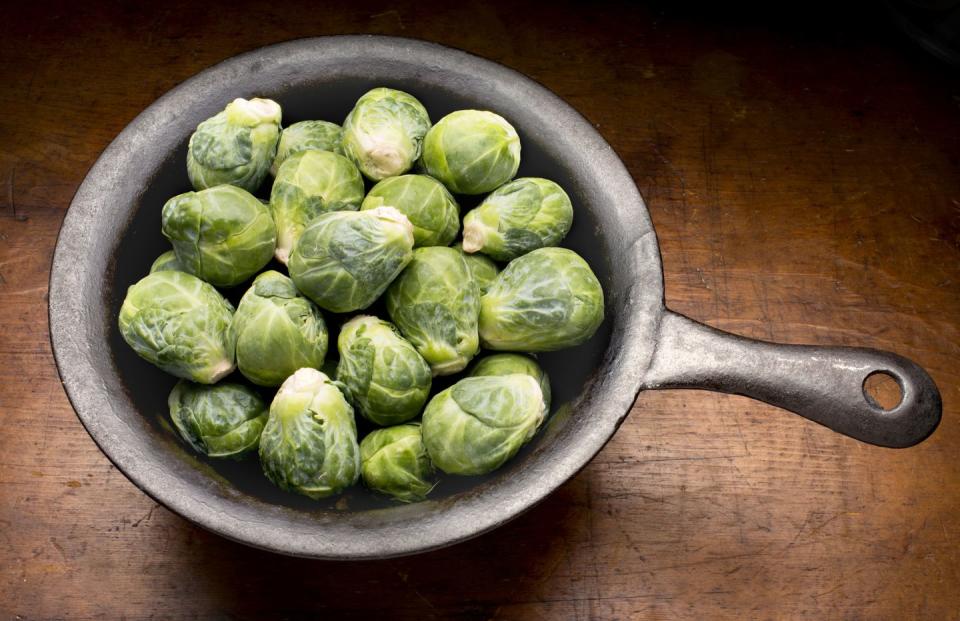 brussels sprouts in a skillet