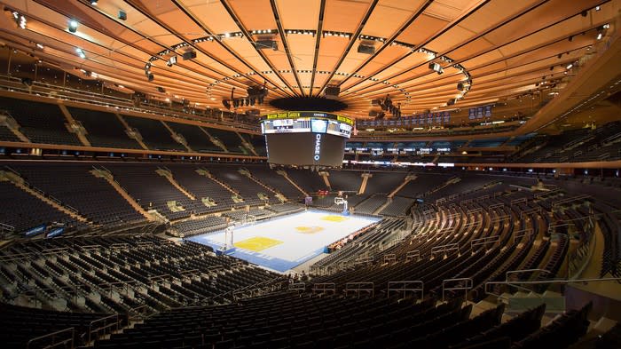 Madison Square Garden as set up for basketball season.