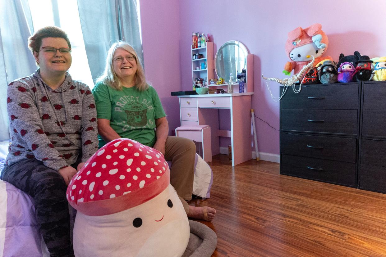 Patricia Kelly (right) and her daughter Jessica in Jessica's bedroom in their new townhouse in Marlboro. Through a new mortgage program from OceanFirst Bank, Jessica now lives in a home where she has her own bedroom.
