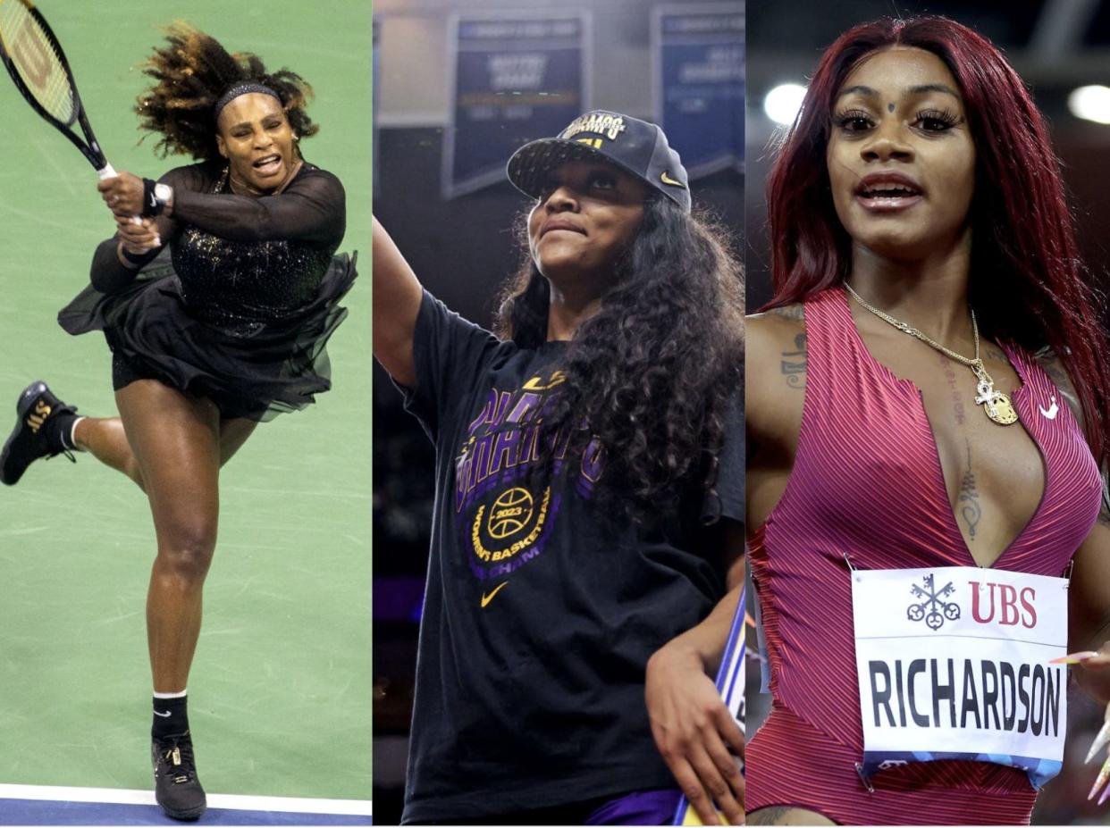 Serena Williams, Angel Reese, Sha'Carri Richardson.