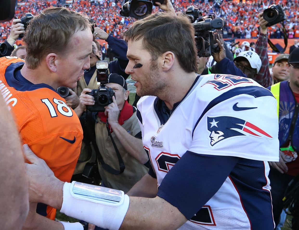 Tom Brady and fellow QB Peyton Manning (18) faced off 17 times in the NFL.