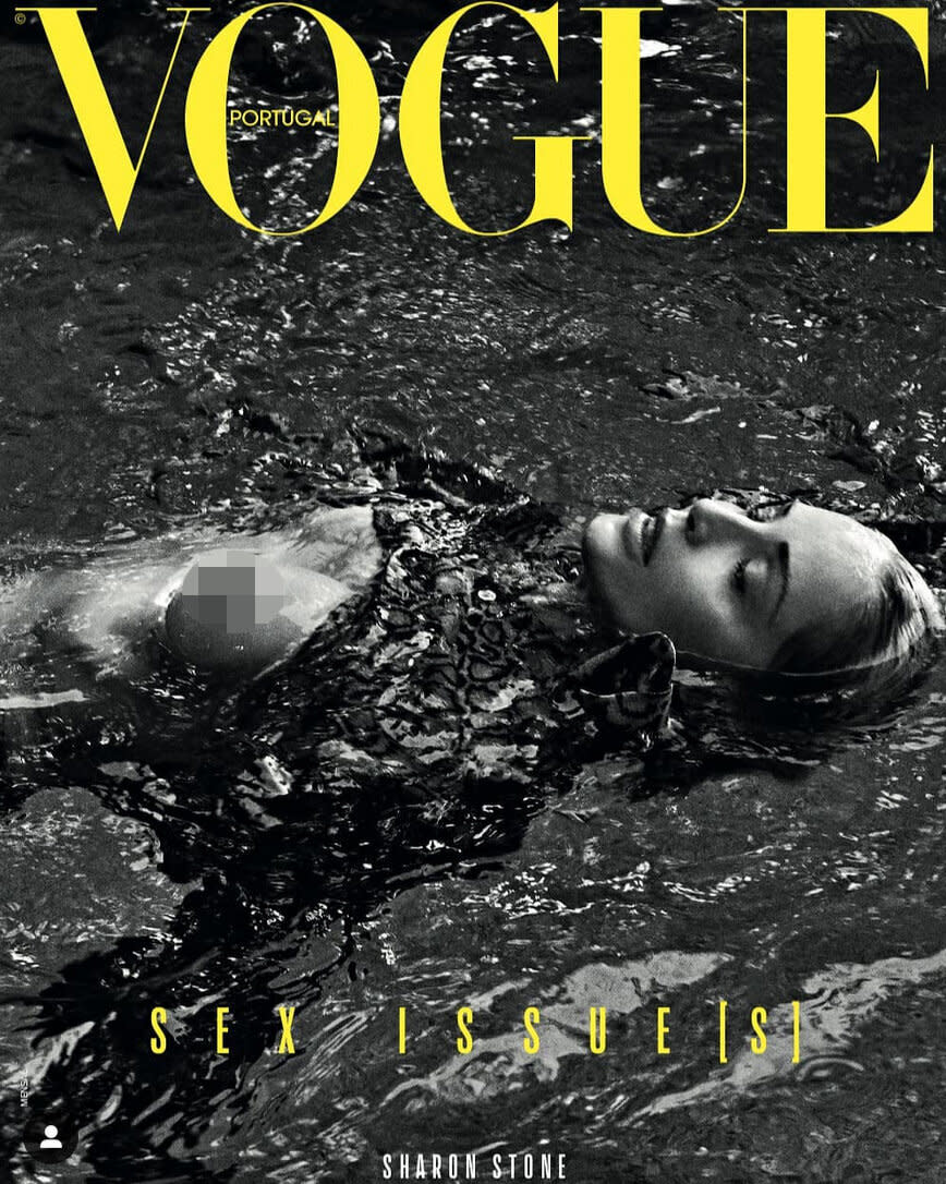 Stone is skinny-dipping in the racy cover shoot. (Photo: Vogue Portugal)