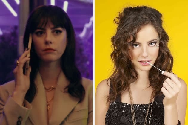 Kaya Scodelario in The Gentlemen (left) and Skins (right)