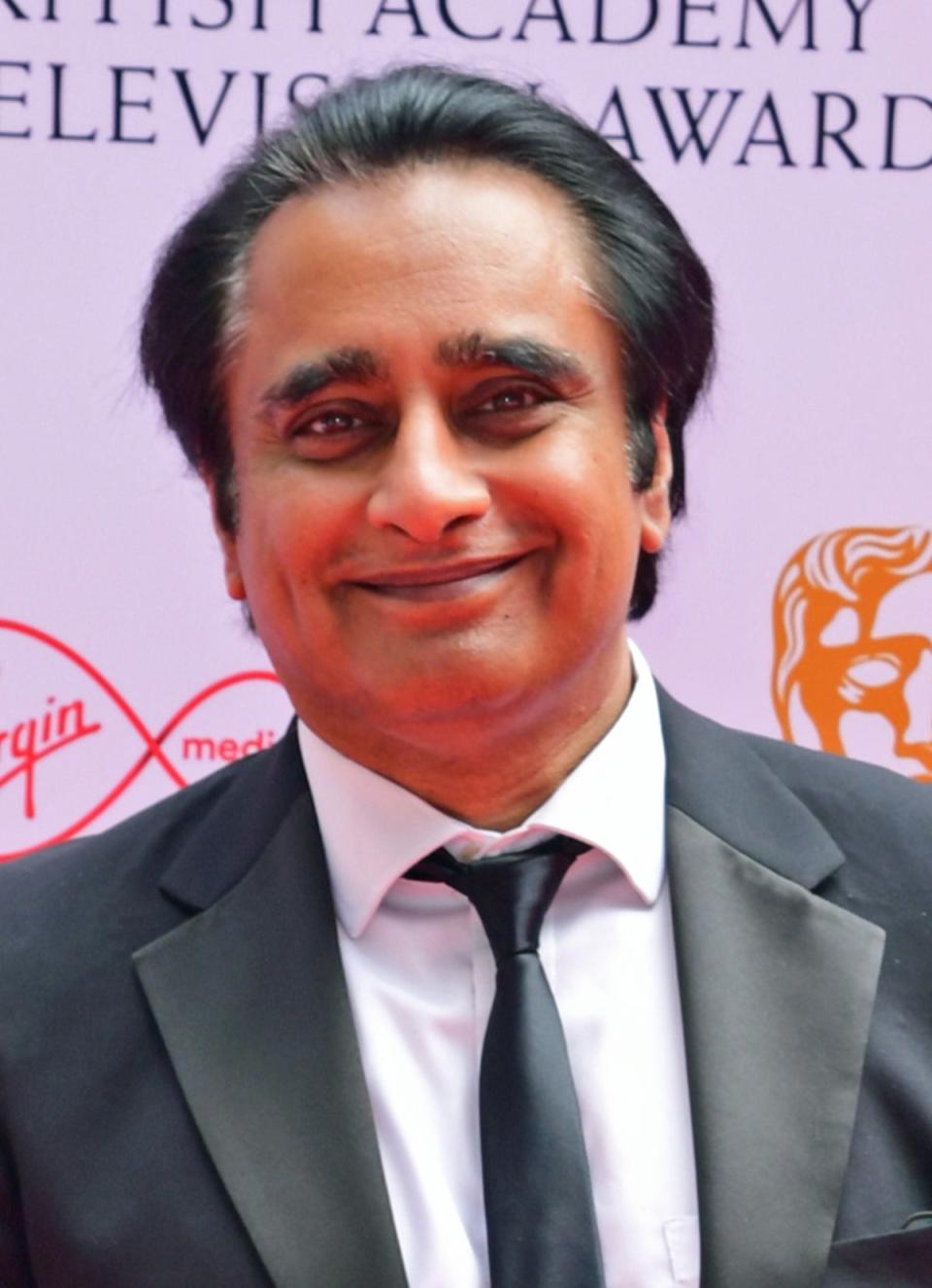 Sanjeev Bhaskar arrives for the Virgin Media BAFTA TV awards at the TV Centre, 2021 (PA)