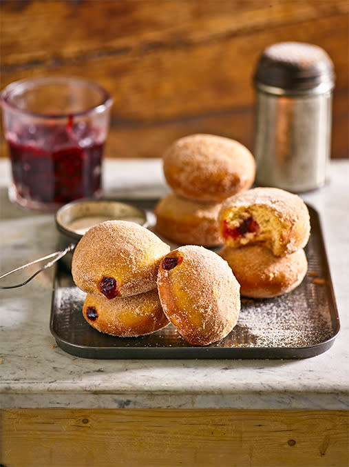 Warm puffs of dough crusted in cinnamon sugar and filled with oozy ruby-red jam, these really are one of life’s guilty pleasures. <br><br>Click here for <span>Jam-filled cinnamon doughnuts recipe</span>