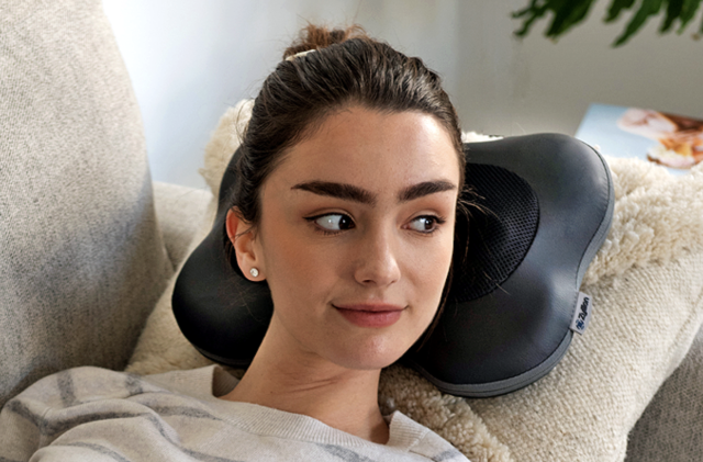 The bestselling  Shiatsu neck back massager pillow with heat is now  on sale on