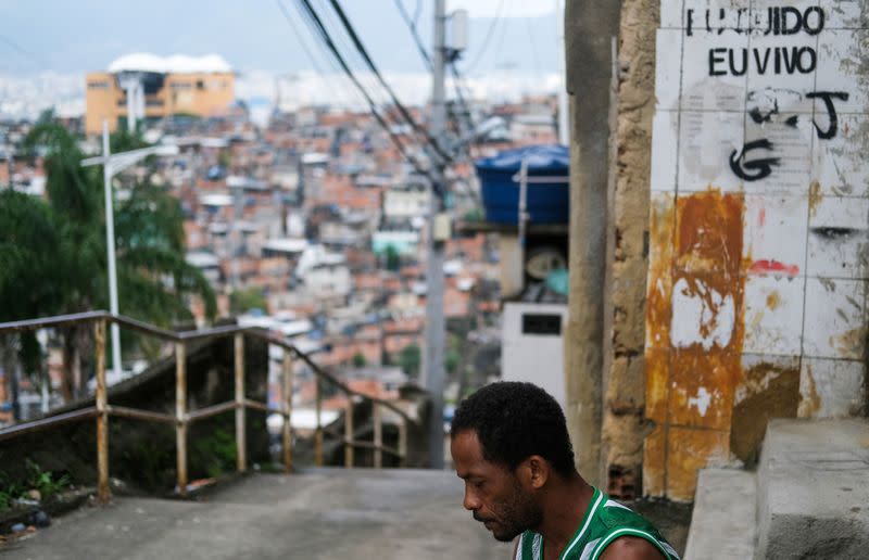 Carlos Augusto, is pictured at the Alemao slums complex during the coronavirus disease (COVID-19) outbreak in Rio de Janeiro