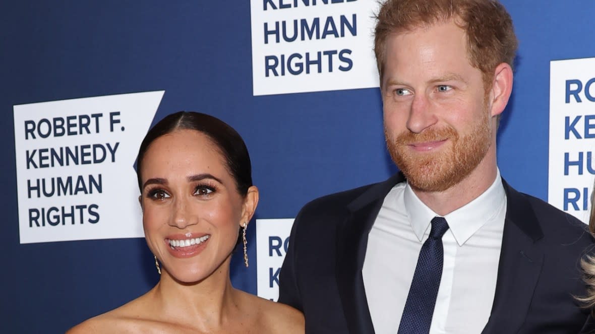 Meghan Markle and Prince Harry, the Duchess of Sussex and Duke of Sussex, attend the 2022 Robert F. Kennedy Human Rights Ripple of Hope Gala at New York Hilton in December 2022 in New York City. (Photo by Mike Coppola/Getty Images)