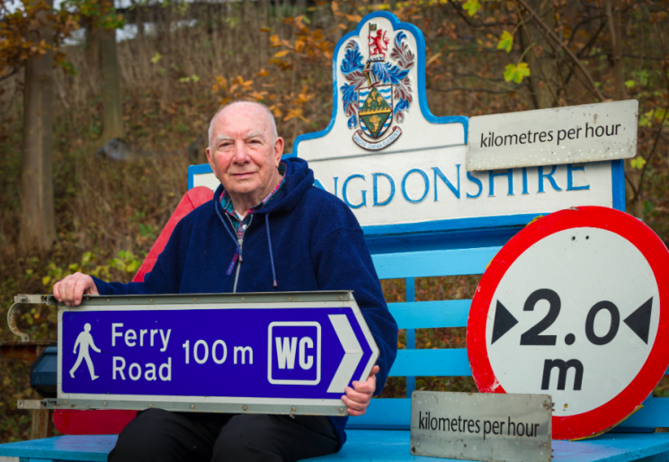 Removal: Mr Norman spends his time taking down the metric road signs and dumping them (SWNS)