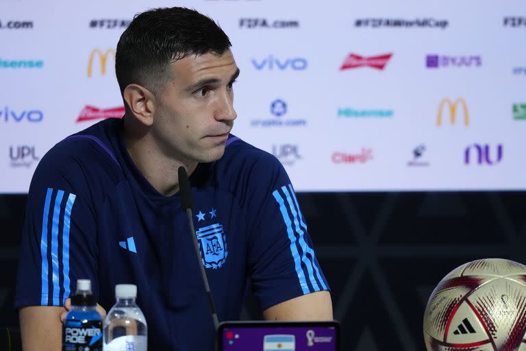 Conferencia de prensa de la Selección Argentina, previa a la final de mañana frente a Francia. Damian Emiliano Dibu Martínez. 17/12/22