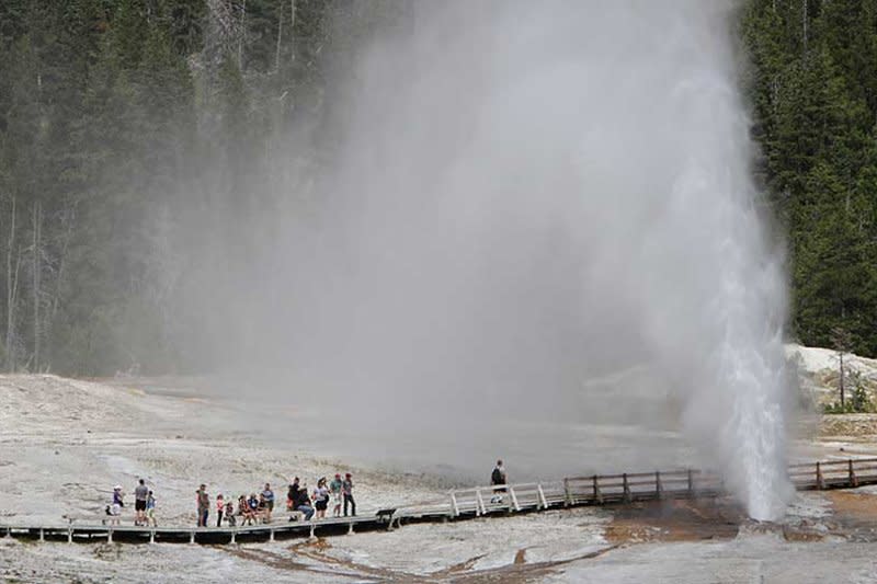 黃石公園著名景點老忠實噴泉。(圖取自National Park Service)