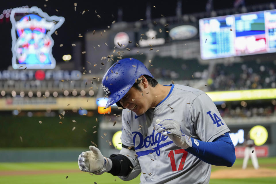 More than a windfall of sunflower seeds awaits the fan who catches Shohei Ohtani's 50th home run ball. (AP Photo/Abbie Parr)