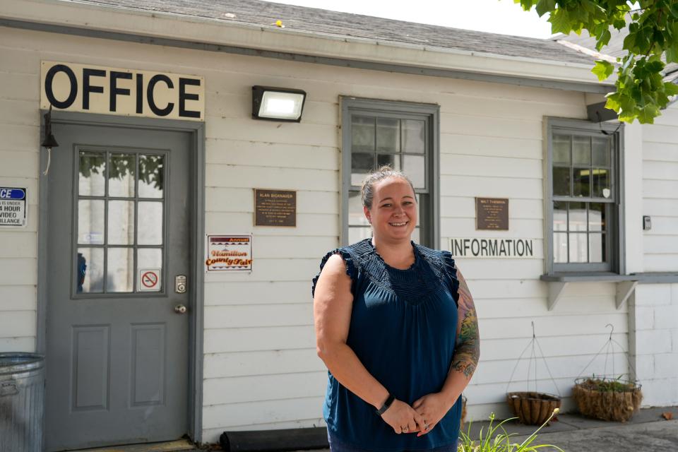 Crystal Holthaus, president of the fair board at Hamilton County Fairgrounds, has served four years on the board and never missed a fair.