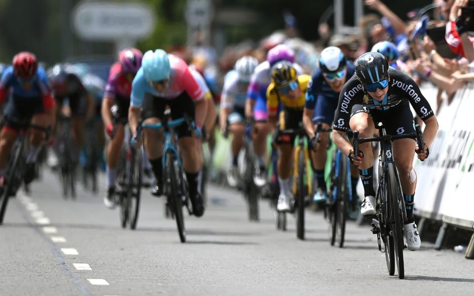 Dutchwoman Lorena Wiebes charges towards the line to win stage two at the Women's Tour - GETTY IMAGES