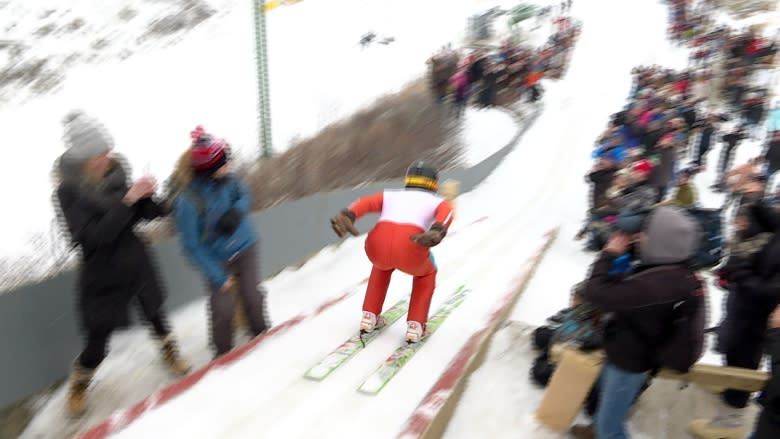 Eddie 'the Eagle' recreates Calgary Olympic glory with first ski jumps in nearly 20 years