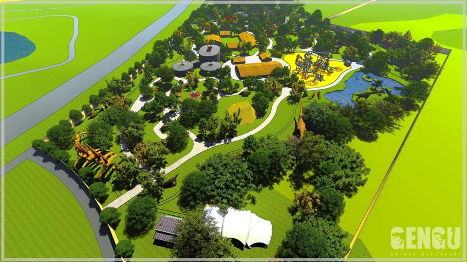 An example of a tentative layout for a proposed Dinosaur Park planned for a location in Orange County.